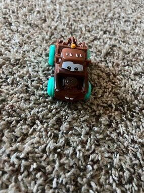 Disney Brown Tow Truck Car with Bright Teal Wheels